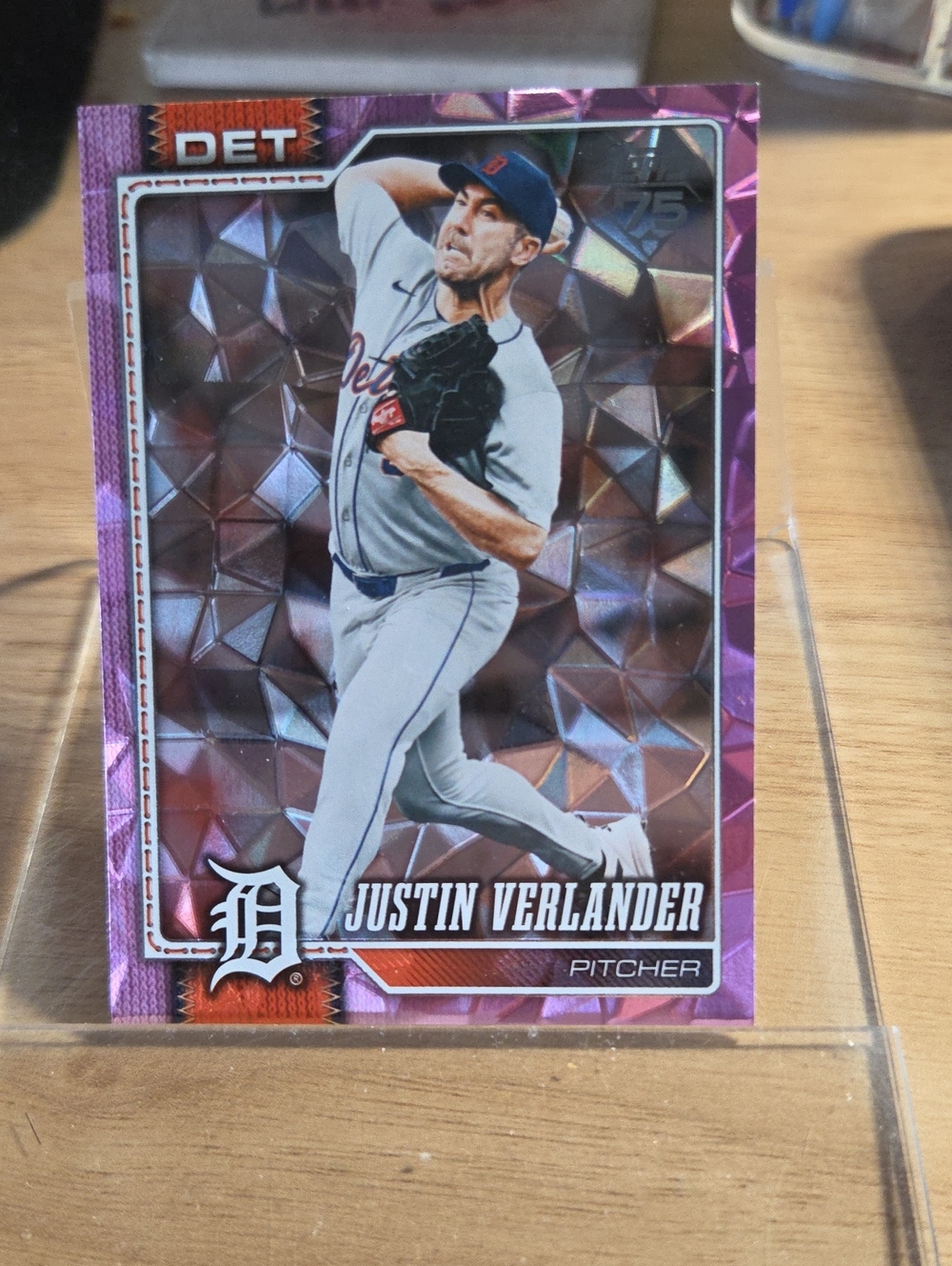 Topps 2026 Justin Verlander Purple Pink Diamante Holographic Rookie-Style Card